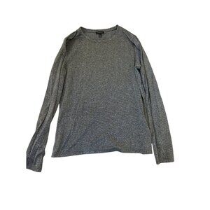 Talbots Metallic Gray Silver Long-Sleeve Knit Top M Business Casual Basic